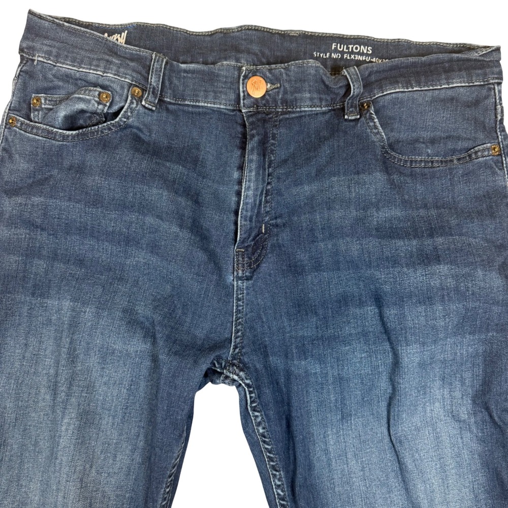 Mugsy Fultons Dark Blue Stretch Slim Straight Jeans Mens 40x30 FLX3NFU 40X30 - Picture 1 of 8